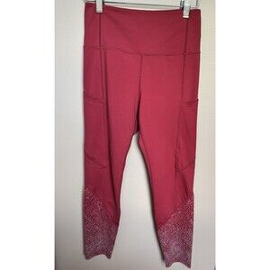 Zyia Active Merlot Light n Luxe 7/8 Leggings Womens Red Pocket Reflective Sz 6-8